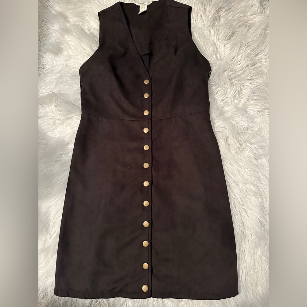 Button Up Faux Suede Dress
